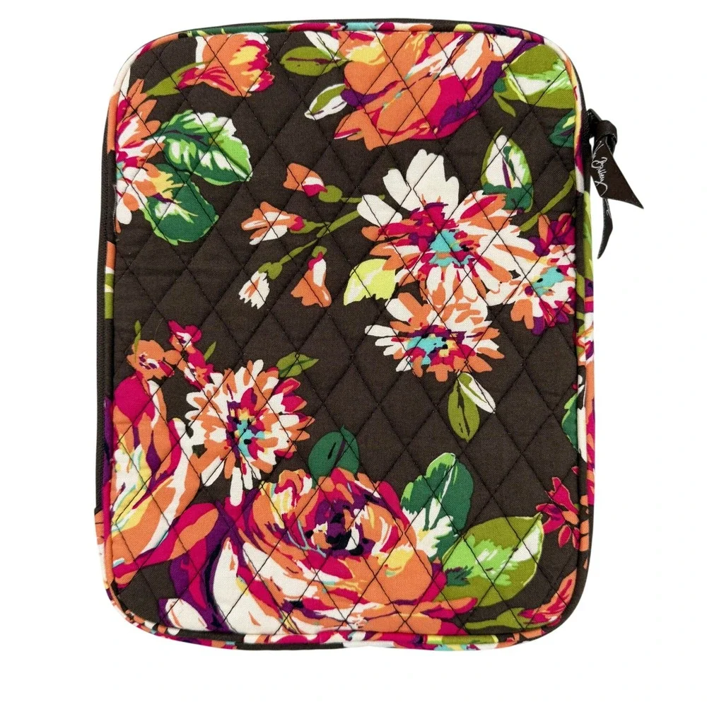 Vera‎ Bradley Mocha Rouge Quilted Floral Tablet Laptop Tech Sleeve Case Brown